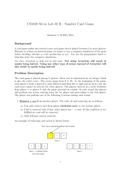 CS1020 Sit-in Lab 02 B - Number Card Game Background Problem