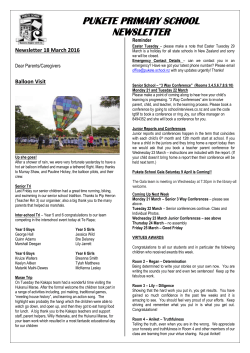 PUKETE PRIMARY SCHOOL NEWSLETTER