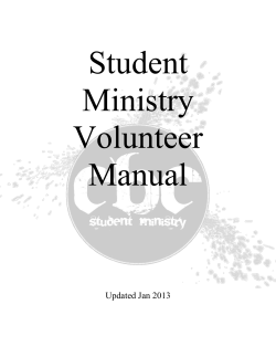 Student Ministry Volunteer Manual - Calvary Baptist Church Easton PA