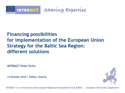 Financing possibilities - EU Strategy for the Baltic Sea Region