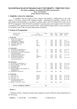 Curriculam for M.Sc Statistics - Manonmaniam Sundaranar University