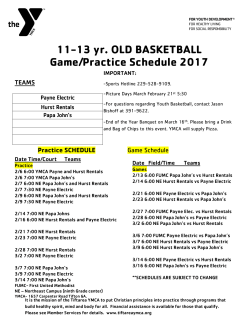 11-13 yr. OLD BASKETBALL Game/Practice Schedule 2017