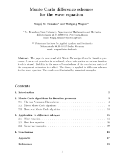 Monte Carlo di erence schemes for the wave equation