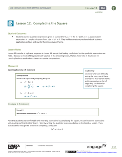 Algebra I Module 4, Topic B, Lesson 12: Teacher Version