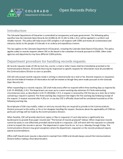 Open Records Policy - Colorado Department of Education