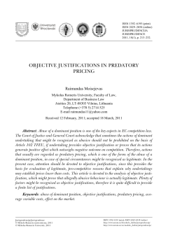 objective justifications in predatory pricing