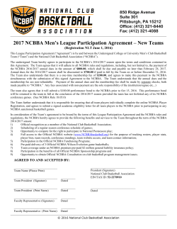 2017 NCBBA Men`s League Participation Agreement &ndash; New Teams