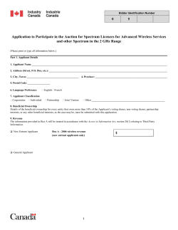 Application to Participate in the Residual Licence Auction