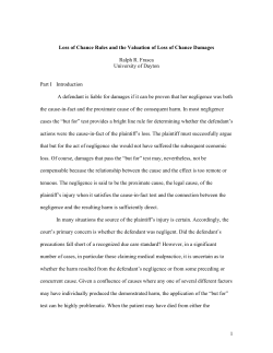 Medical Malpractice and Loss of Chance Damages