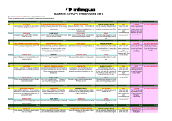 summer activity programme 2016