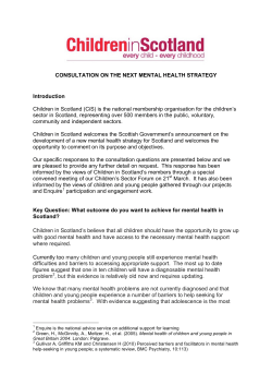 CONSULTATION ON THE NEXT MENTAL HEALTH STRATEGY
