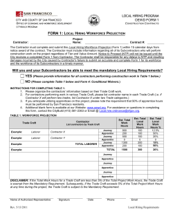 Local Hiring Workforce Projection Form