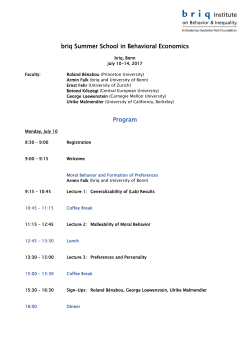 2nd Annual Meeting on the Economics of Risky Behaviors (AMERB)