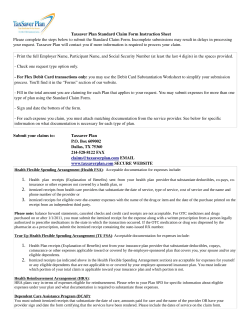 Taxsaver Plan Standard Claim Form Instruction Sheet Please