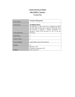 Central University of Jammu MBA (HRM) 3rd Semester Teaching