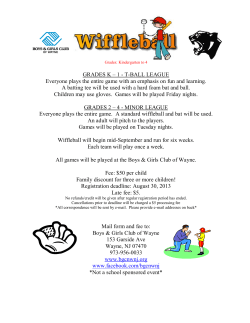 T-BALL LEAGUE Everyone plays the entire game with an emphasis