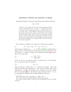 RATIONAL POINTS ON ELLIPTIC CURVES Let E denote an