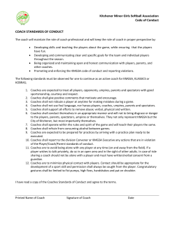 Kitchener Minor Girls Softball Association Code of Conduct COACH