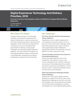 Digital Experience Technology And Delivery Priorities