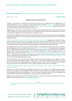 MEDIA RELEASE TEMPLATE FOR COUNCILS
