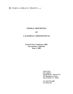 Federal Preemption of California`s Proposition 65