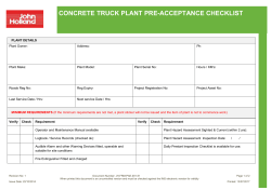 concrete truck plant pre-acceptance checklist