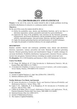 sta 2200 probability and statistics ii