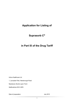Application for Listing of Suprasorb C &reg; in Part IX of the Drug Tariff