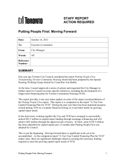 STAFF REPORT ACTION REQUIRED Putting People First: Moving