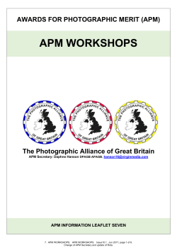 apm workshops - The Photographic Alliance of Great Britain