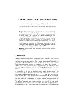 Children`s Strategy Use in Playing Strategic Games