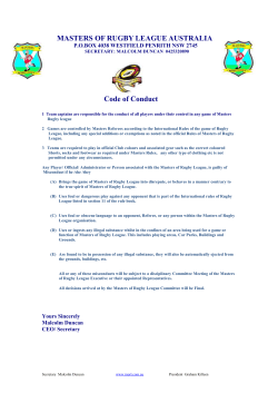 MASTERS OF RUGBY LEAGUE (AUSTRALIA INC