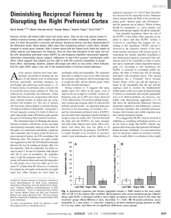 Diminishing Reciprocal Fairness by Disrupting thr Right Prefrontal