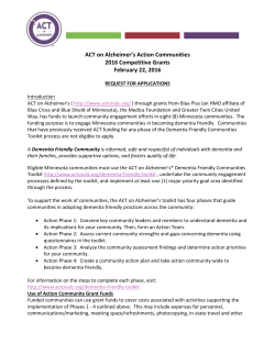 ACT on Alzheimer`s Action Communities 2016 Competitive Grants