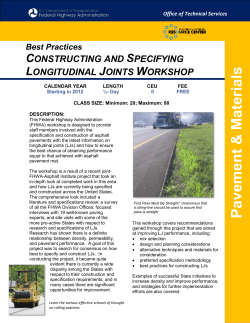 Longitudinal Joints Workshop Description