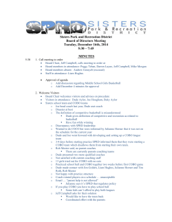 Sisters Park and Recreation District Board of Directors Meeting