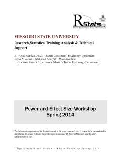 Power and Effect Size Workshop