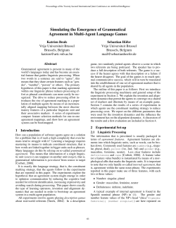 Simulating the Emergence of Grammatical Agreement in Multi