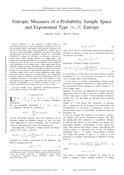 Entropic Measures of a Probability Sample Space and Exponential