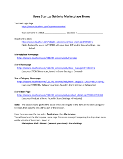 Users Startup Guide to Marketplace Stores