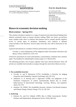 Biases in economic decision making - Henrik Orzen