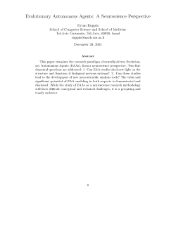Evolutionary Autonomous Agents: A Neuroscience Perspective This