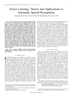 Active Learning: Theory and Applications to Automatic Speech