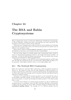 24. The RSA and Rabin Cryptosystems