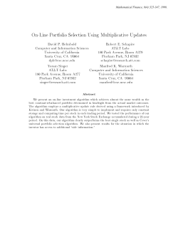 On-Line Portfolio Selection Using Multiplicative Updates