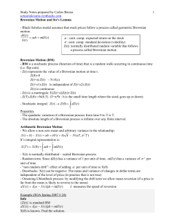 Brownian Motion and Ito`s Lemma