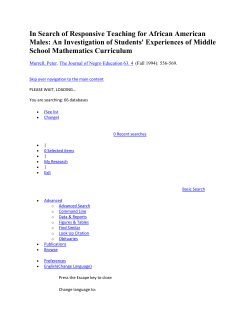In Search of Responsive Teaching for African American Males