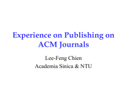 Experience on Publishing on ACM Journals