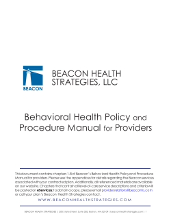 Behavioral Health Policy and Procedure Manual for Providers