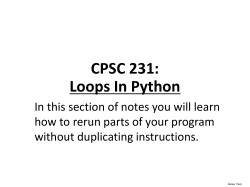 Repetition using loops - University of Calgary
